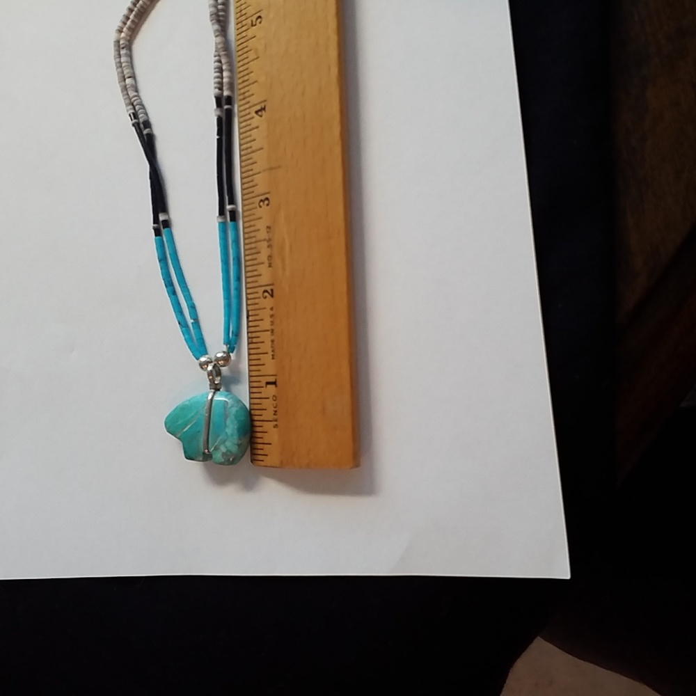 Southwestern Indian Turquoise, Silver , and Bead Animal Fetish Necklace. - Picture 7 of 7